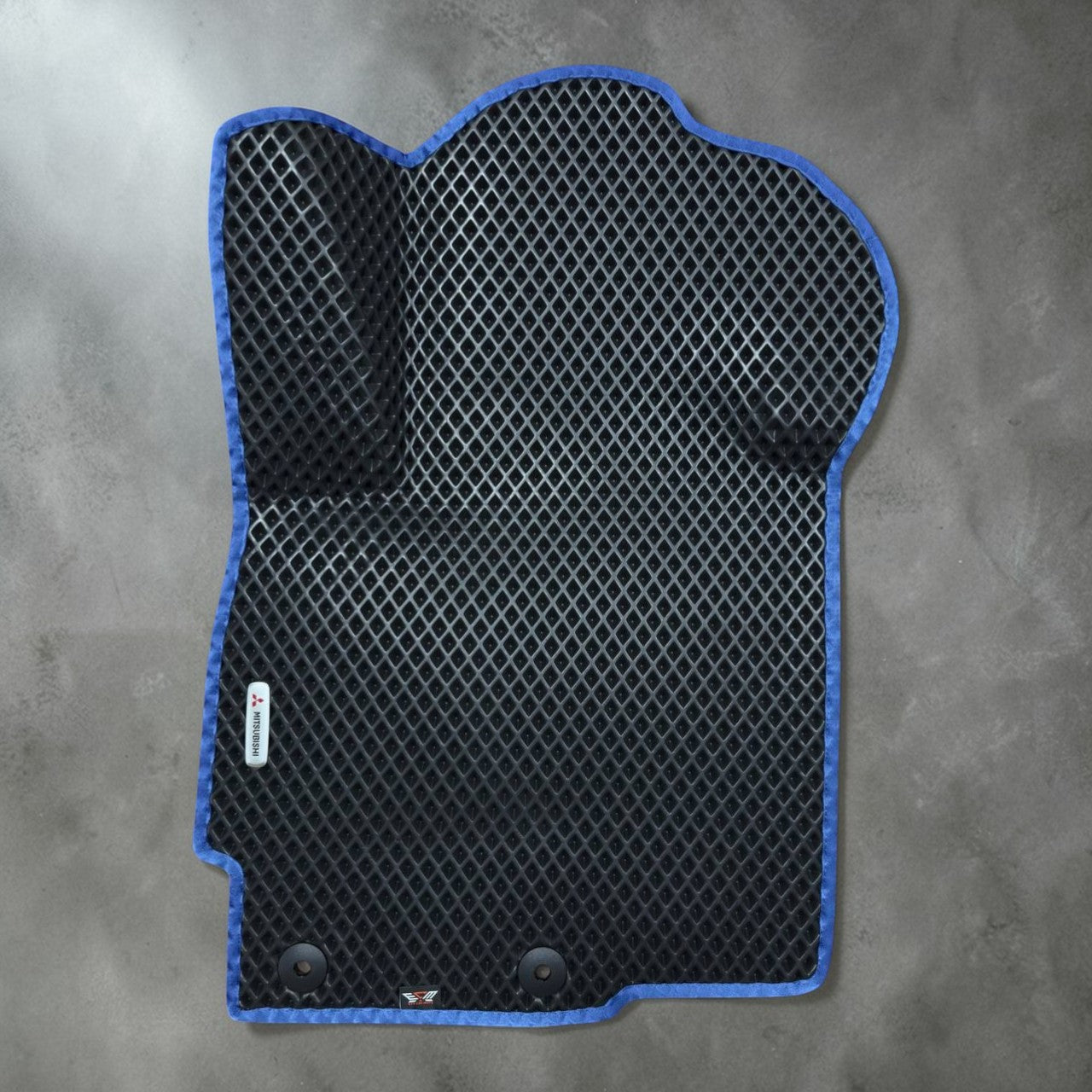 Driver side EVA car mat Mitsubishi RVR 2010-2024 black with blue trim custom fit