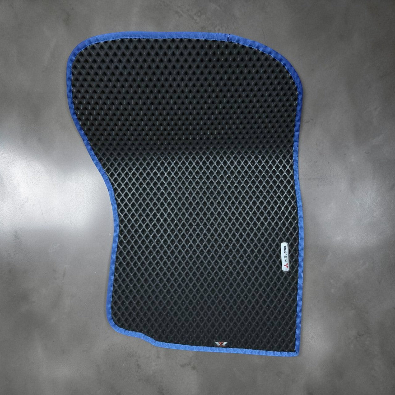 Front EVA car mats Mitsubishi RVR 2010-2024 black with blue trim custom fit floor liners