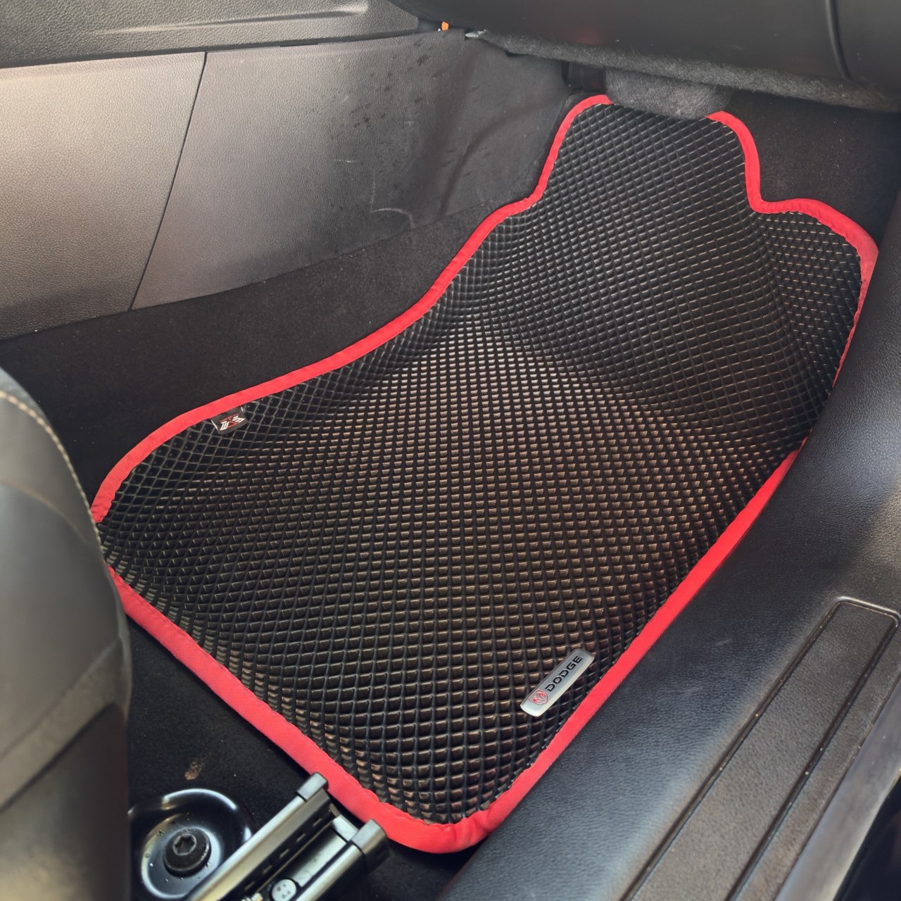 Front passenger EVA car mat installed in Dodge Hornet 2023 2024 2025 custom fit floor mat