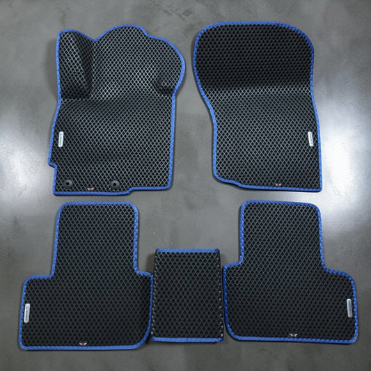 Mitsubishi RVR 2010-2024 EVA car mats full set black with blue trim custom floor liners